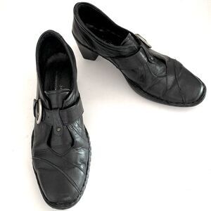 Josef Seibel Black Leather Healed Buckled Shoes sz 9 Comfy Corp Core Goth Emo
